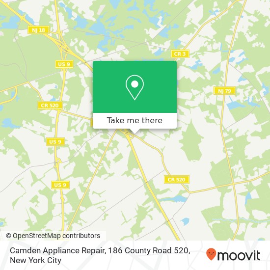 Mapa de Camden Appliance Repair, 186 County Road 520