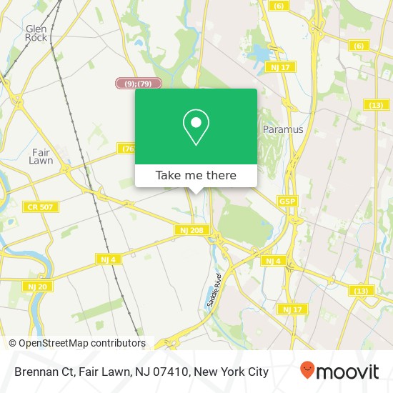 Mapa de Brennan Ct, Fair Lawn, NJ 07410