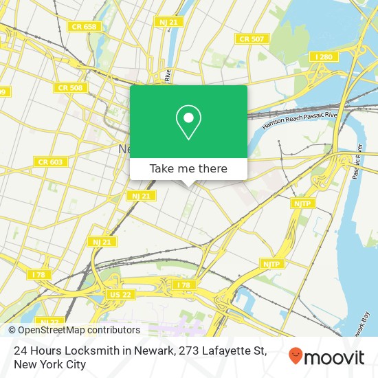 24 Hours Locksmith in Newark, 273 Lafayette St map