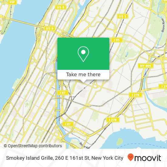 Mapa de Smokey Island Grille, 260 E 161st St
