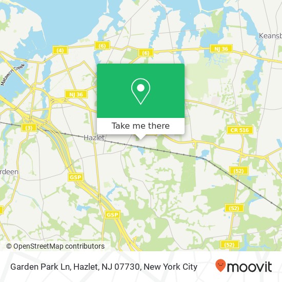 Mapa de Garden Park Ln, Hazlet, NJ 07730