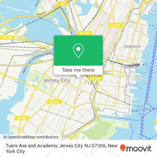 Mapa de Tuers Ave and Academy, Jersey City, NJ 07306