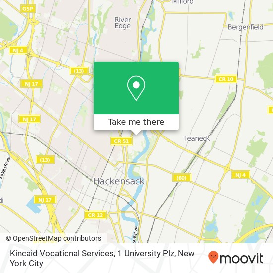 Mapa de Kincaid Vocational Services, 1 University Plz