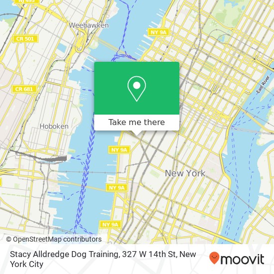 Mapa de Stacy Alldredge Dog Training, 327 W 14th St