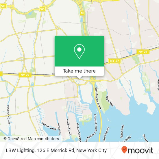 Mapa de LBW Lighting, 126 E Merrick Rd