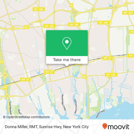 Donna Miller, RMT, Sunrise Hwy map