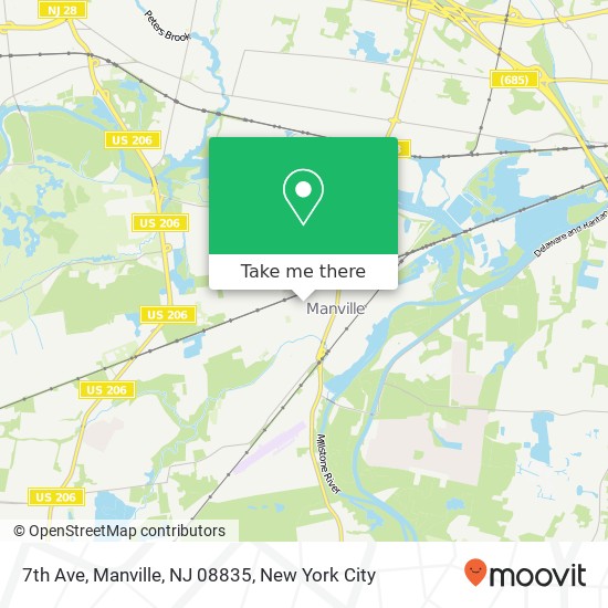 Mapa de 7th Ave, Manville, NJ 08835