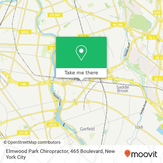 Mapa de Elmwood Park Chiropractor, 465 Boulevard