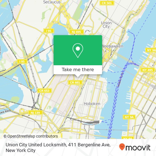 Mapa de Union City United Locksmith, 411 Bergenline Ave