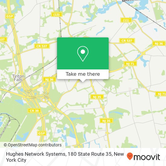 Mapa de Hughes Network Systems, 180 State Route 35