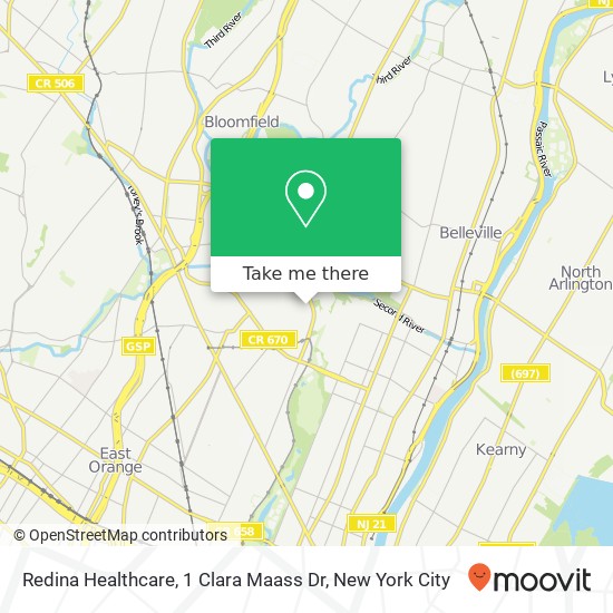 Redina Healthcare, 1 Clara Maass Dr map