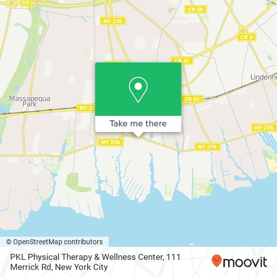 Mapa de PKL Physical Therapy & Wellness Center, 111 Merrick Rd