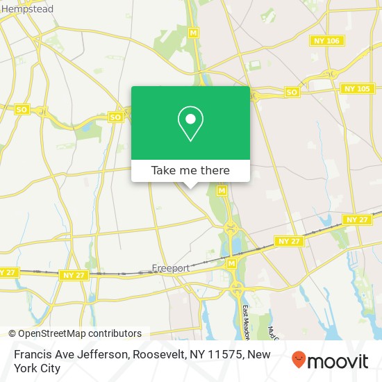 Mapa de Francis Ave Jefferson, Roosevelt, NY 11575