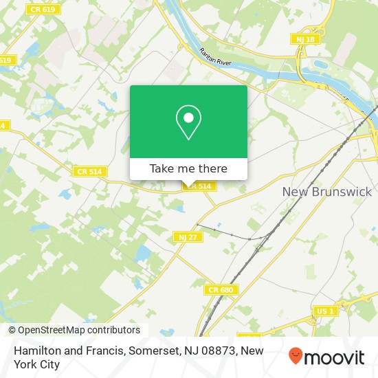 Hamilton and Francis, Somerset, NJ 08873 map