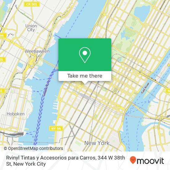 Mapa de Rvinyl Tintas y Accesorios para Carros, 344 W 38th St