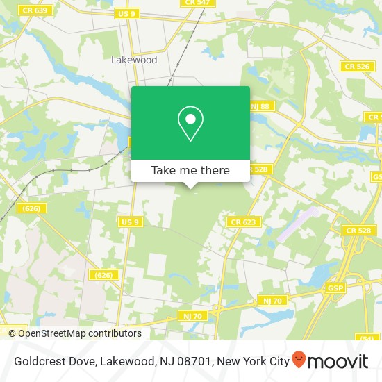 Mapa de Goldcrest Dove, Lakewood, NJ 08701