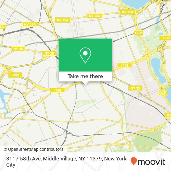 Mapa de 8117 58th Ave, Middle Village, NY 11379