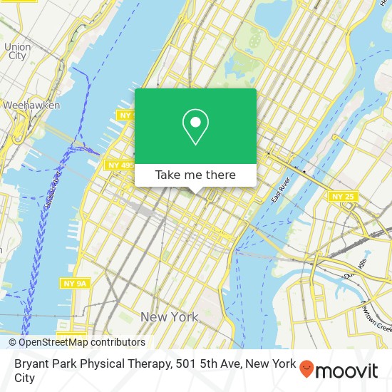 Bryant Park Physical Therapy, 501 5th Ave map