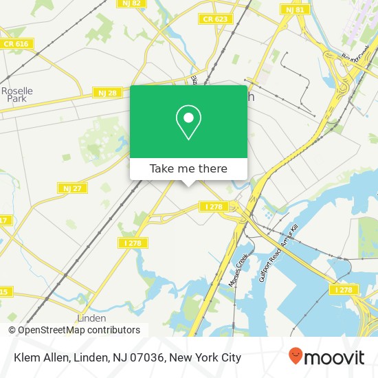 Mapa de Klem Allen, Linden, NJ 07036