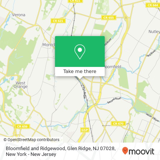 Mapa de Bloomfield and Ridgewood, Glen Ridge, NJ 07028