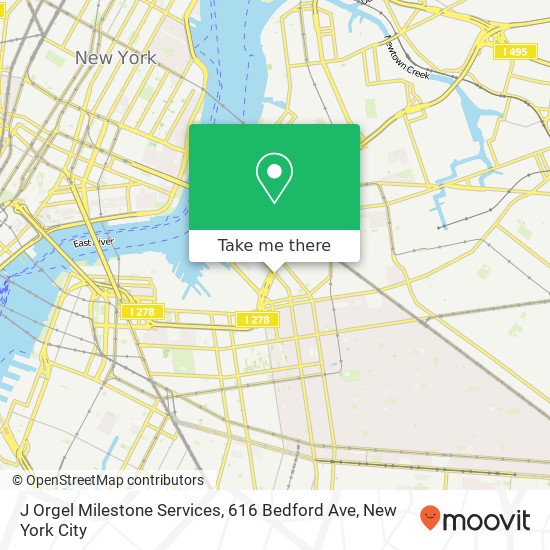 Mapa de J Orgel Milestone Services, 616 Bedford Ave