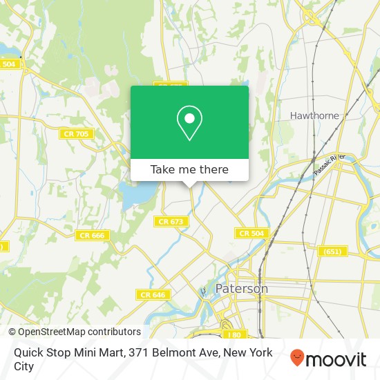 Mapa de Quick Stop Mini Mart, 371 Belmont Ave