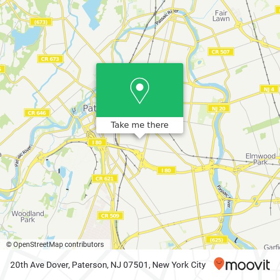 Mapa de 20th Ave Dover, Paterson, NJ 07501