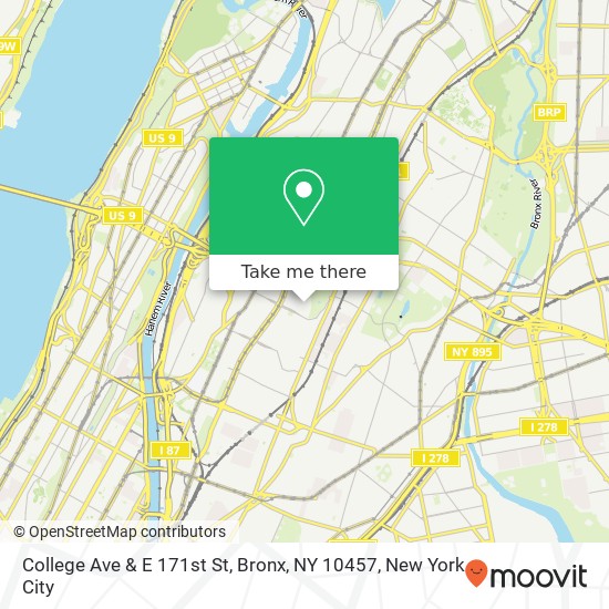 Mapa de College Ave & E 171st St, Bronx, NY 10457