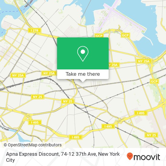 Mapa de Apna Express Discount, 74-12 37th Ave