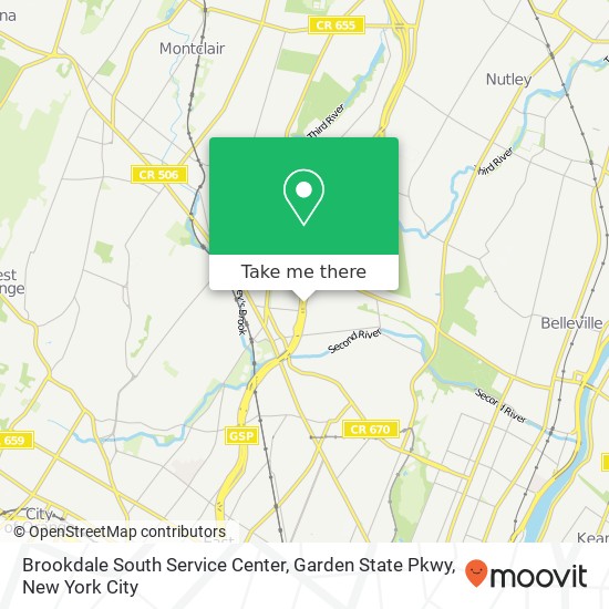 Mapa de Brookdale South Service Center, Garden State Pkwy