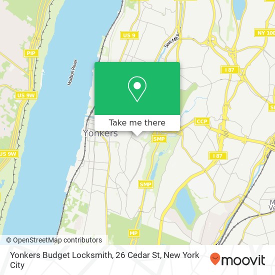 Yonkers Budget Locksmith, 26 Cedar St map