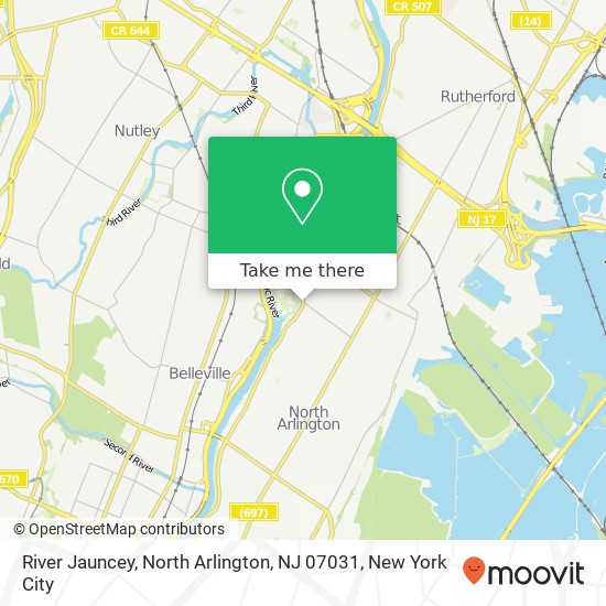 Mapa de River Jauncey, North Arlington, NJ 07031