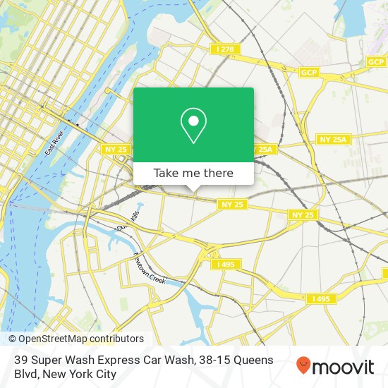 Mapa de 39 Super Wash Express Car Wash, 38-15 Queens Blvd
