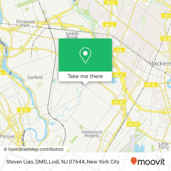 Mapa de Steven Liao, DMD, Lodi, NJ 07644