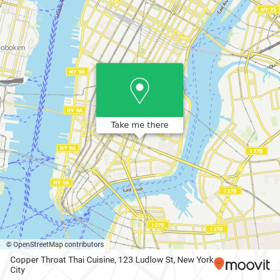 Mapa de Copper Throat Thai Cuisine, 123 Ludlow St