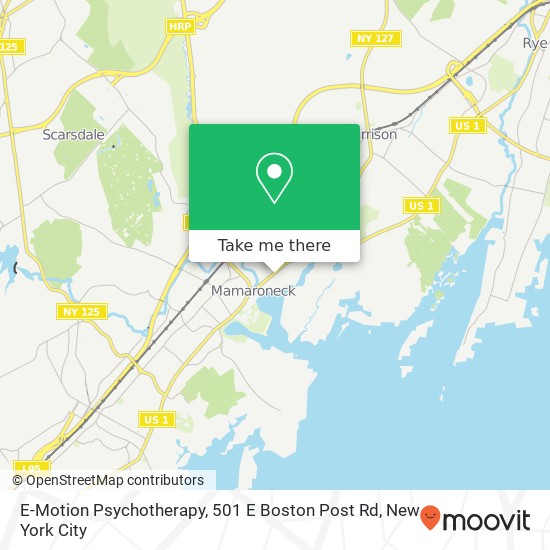 Mapa de E-Motion Psychotherapy, 501 E Boston Post Rd
