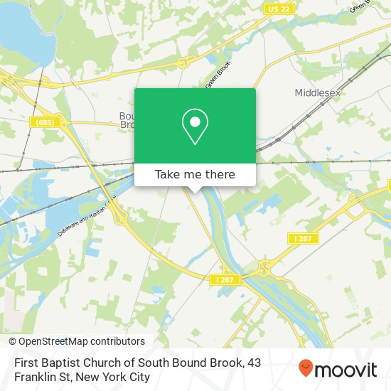 Mapa de First Baptist Church of South Bound Brook, 43 Franklin St