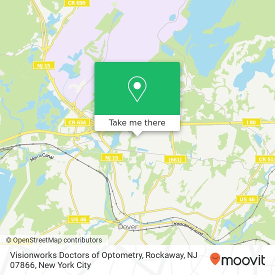 Mapa de Visionworks Doctors of Optometry, Rockaway, NJ 07866