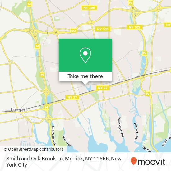 Smith and Oak Brook Ln, Merrick, NY 11566 map