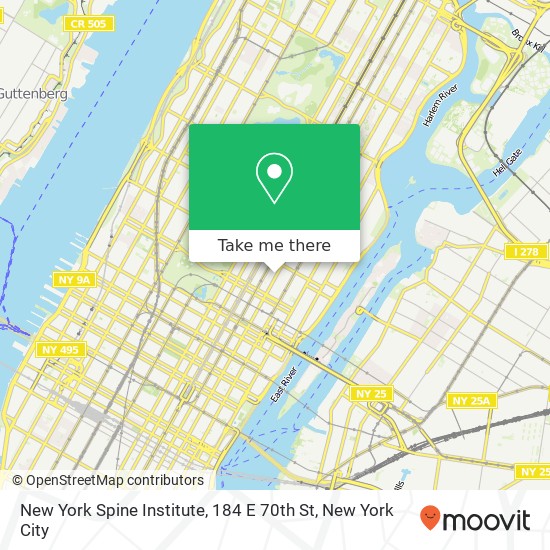 Mapa de New York Spine Institute, 184 E 70th St