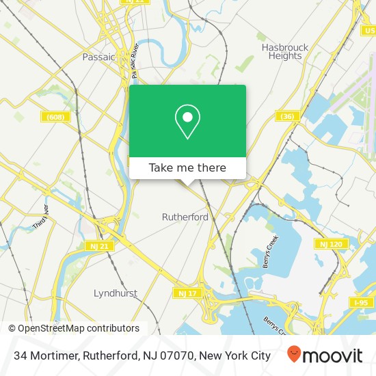 34 Mortimer, Rutherford, NJ 07070 map