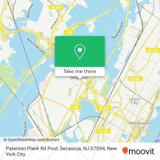 Mapa de Paterson Plank Rd Post, Secaucus, NJ 07094