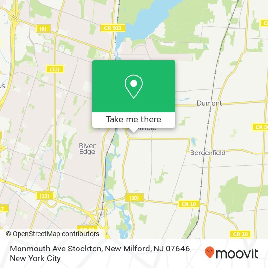 Mapa de Monmouth Ave Stockton, New Milford, NJ 07646