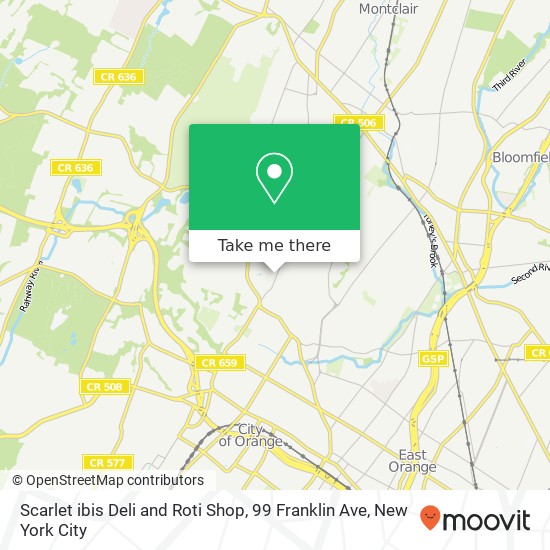 Mapa de Scarlet ibis Deli and Roti Shop, 99 Franklin Ave
