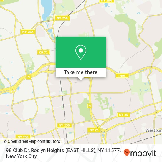 Mapa de 98 Club Dr, Roslyn Heights (EAST HILLS), NY 11577