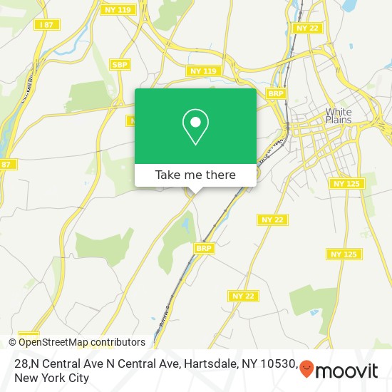 Mapa de 28,N Central Ave N Central Ave, Hartsdale, NY 10530