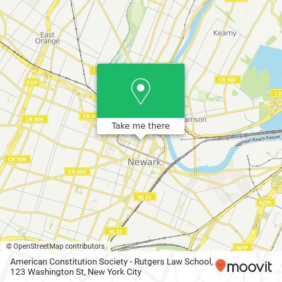 Mapa de American Constitution Society - Rutgers Law School, 123 Washington St