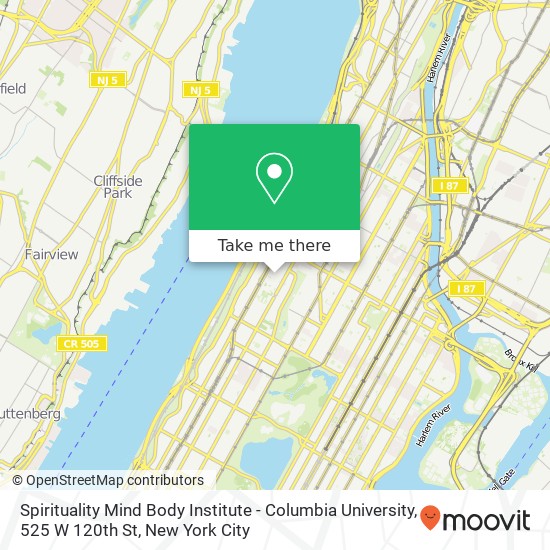 Mapa de Spirituality Mind Body Institute - Columbia University, 525 W 120th St