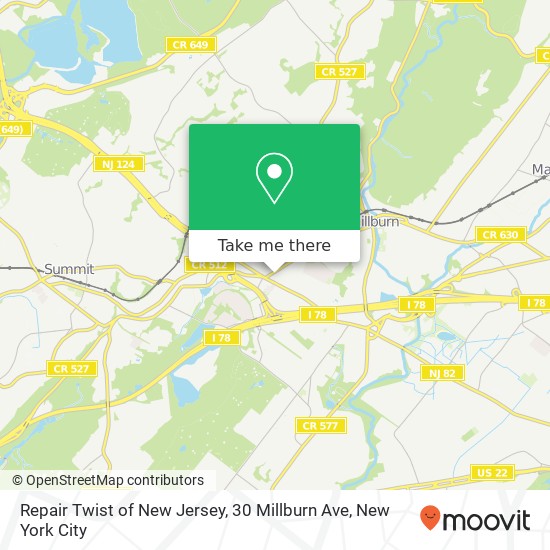 Repair Twist of New Jersey, 30 Millburn Ave map