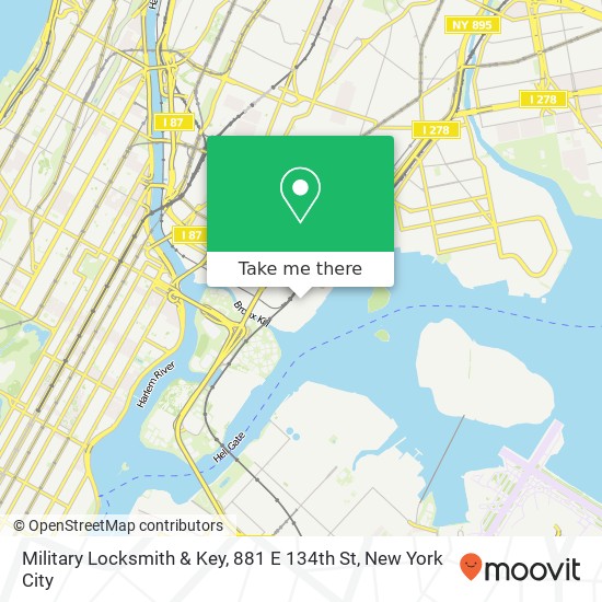 Mapa de Military Locksmith & Key, 881 E 134th St